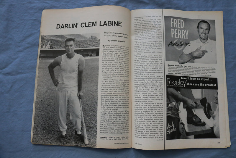 1957 JUNE 3 SPORTS ILLUSTRATED MAGAZINE - CLEM LABINE COVER - ST 5505J