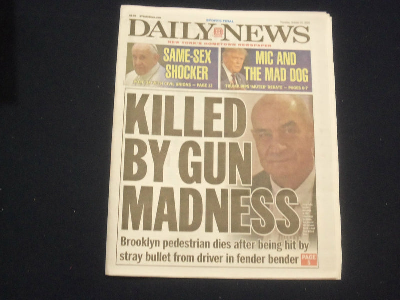 2020 OCTOBER 22 NEW YORK DAILY NEWS - BROOKLYN PEDESTRIAN KILLED BY STRAY BULLET