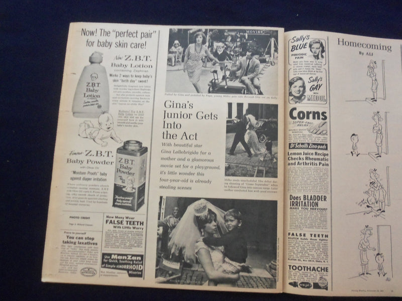 1961 NOV 26 FAMILY WEEKLY MAGAZINE SECTION - GINA LOLLOBRIGIDA COVER - J 9806