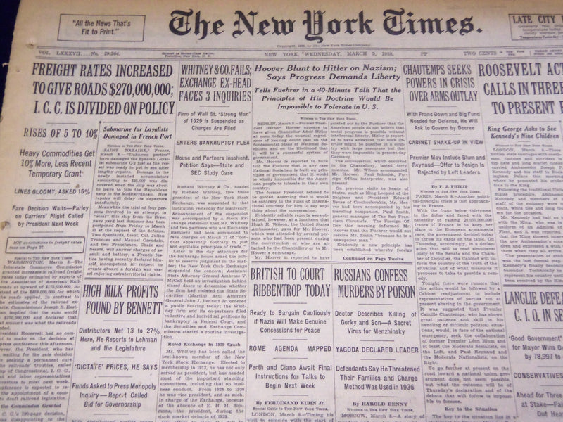 1938 MARCH 9 NEW YORK TIMES - WHITNEY & CO. FAILS - NT 2857