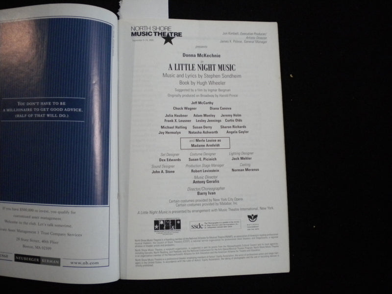 2000 A LITTLE NIGHT MUSIC PROGRAM - 14 SIGNATURES - J 8292