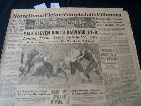 1934 NOV 25 PHILADELPHIA RECORD NEWSPAPER SPORTS SECTION - NOTRE DAME- NT 7251