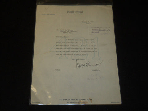 1923 WILLIAM GUTH GOUCHER COLLEGE TYPED SIGNED LETTER - EDWARD FILENE - J 5358