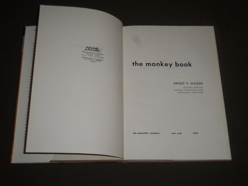 1954 THE MONKEY BOOK BY ERNEST R. WALKER - FIRST PRINTING - KD 4149