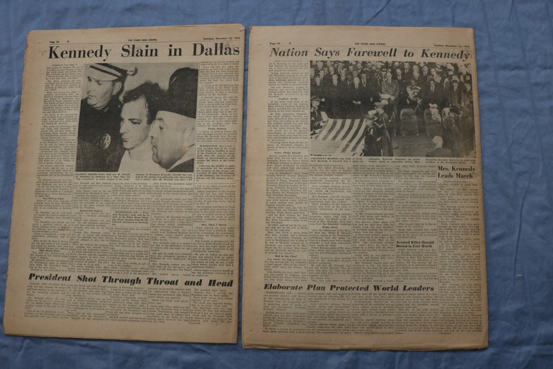 1963 THE STARS AND STRIPES NEWSPAPER-PRESIDENT KENNEDY SLAIN- LOT OF 2 - NP 9206