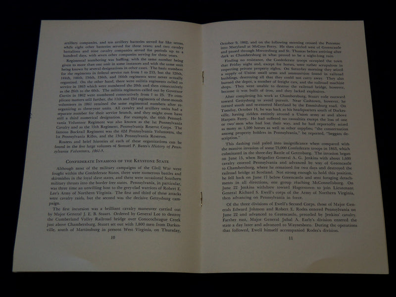 1961 PENNSYLVANIA AND THE CIVIL WAR HANDBOOK - SOFTCOVER - J 8055
