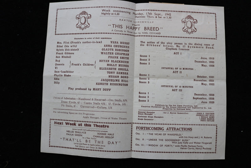 1944-1945 PRINCE OF WALES THEATRE CARDIFF PROGRAMME - LOT OF 3 - K 2797