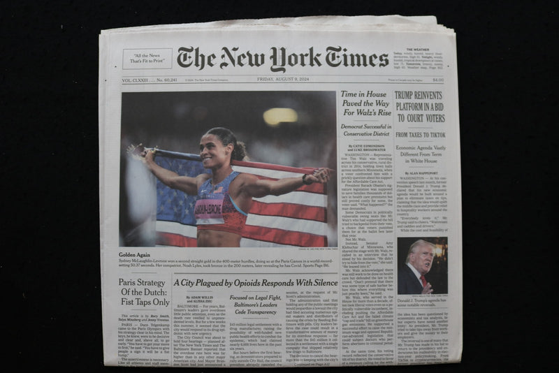 2024 AUGUST 9 NEW YORK TIMES - TRUMP REINVENTS PLATFORM IN A BID TO COURT VOTERS