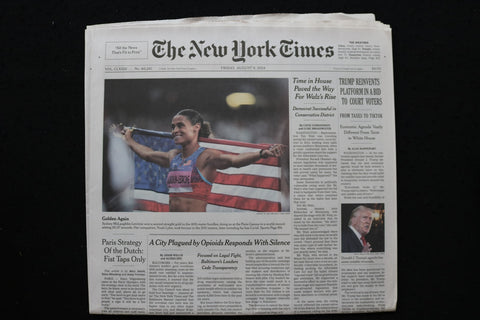 2024 AUGUST 9 NEW YORK TIMES - TRUMP REINVENTS PLATFORM IN A BID TO COURT VOTERS