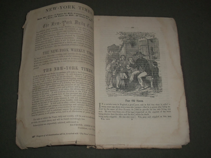 1851-1852 MERRY'S MUSEUM AND PARLEY'S PLAYMATE MAGAZINE LOT OF 6 - WR 1180L