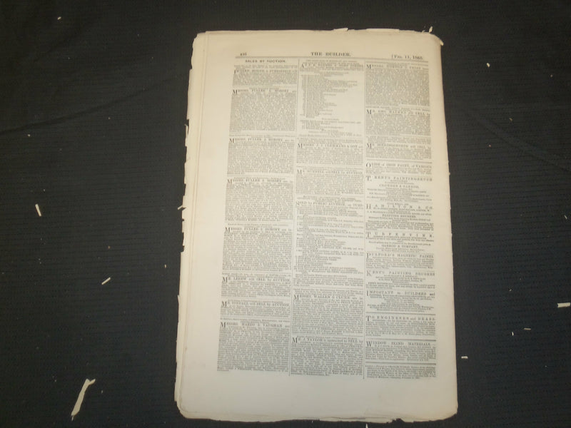1865 FEBRUARY 11 THE BUILDER ARCHITECT MAGAZINE - ILLUSTRATIONS - ST 415C