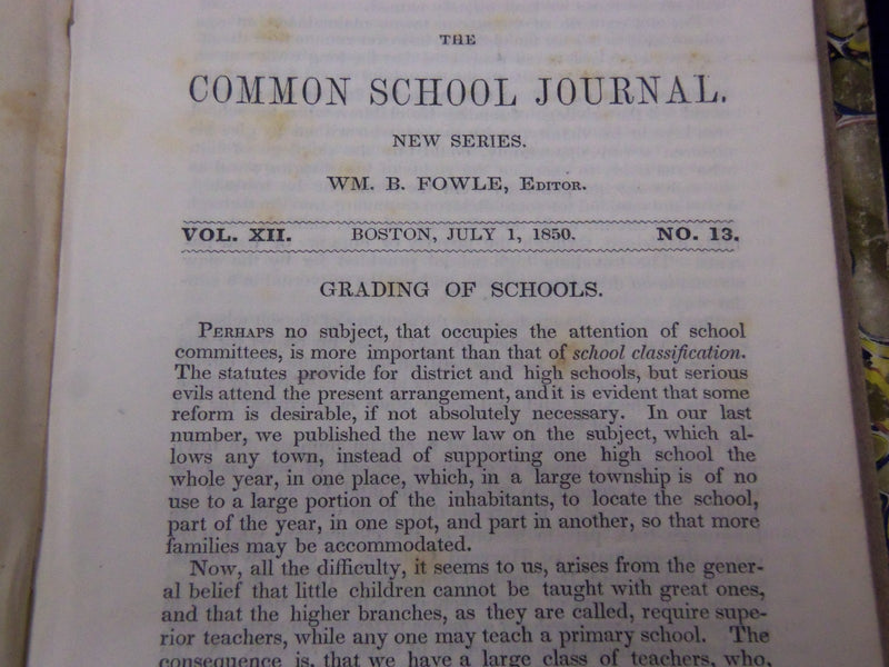 1849 JAN - 1850 DEC THE COMMON SCHOOL JOURNAL VOLUME NO. 11/12 - KD 1832