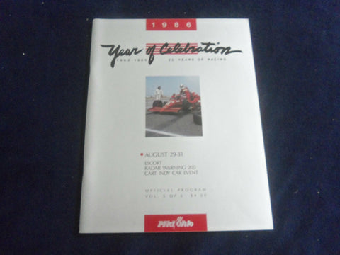 1986 AUGUST 29-31 ESCORT RADAR WARNING 200 RACING PROGRAM - CART INDY - SP 3929L