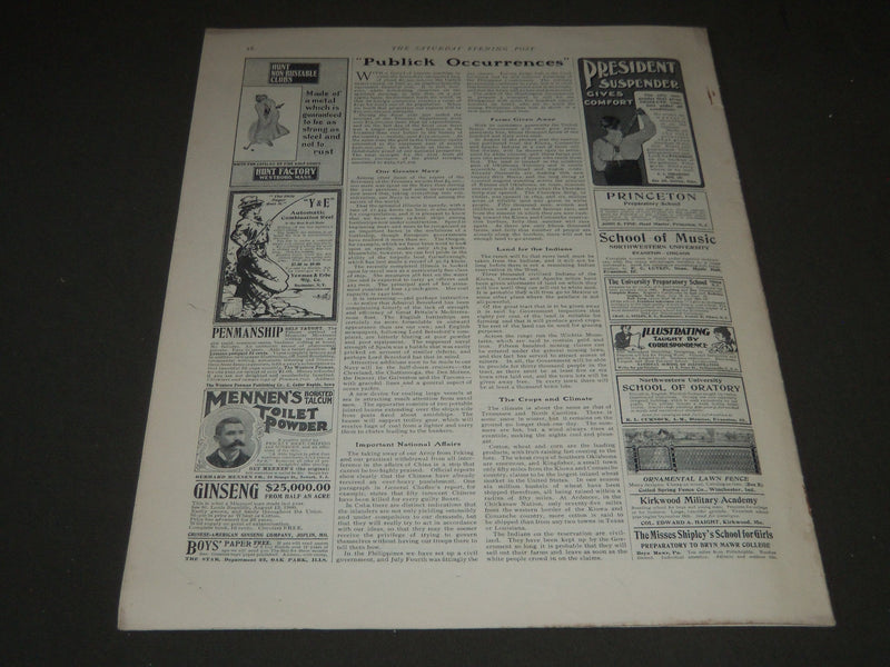 1901 AUGUST 3 THE SATURDAY EVENING POST MAGAZINE - ILLUSTRATED COVER - SP 543