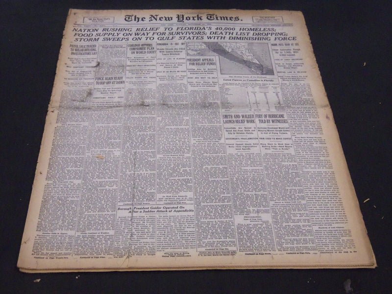 1926 SEPT 21 NEW YORK TIMES - NATION RUSHING RELIEF TO FL HOMELESS - NT 5291
