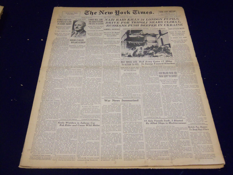 1943 JANUARY 21 NEW YORK TIMES - NAZI RAID KILLS 34 LONDON PUPILS - NT 960