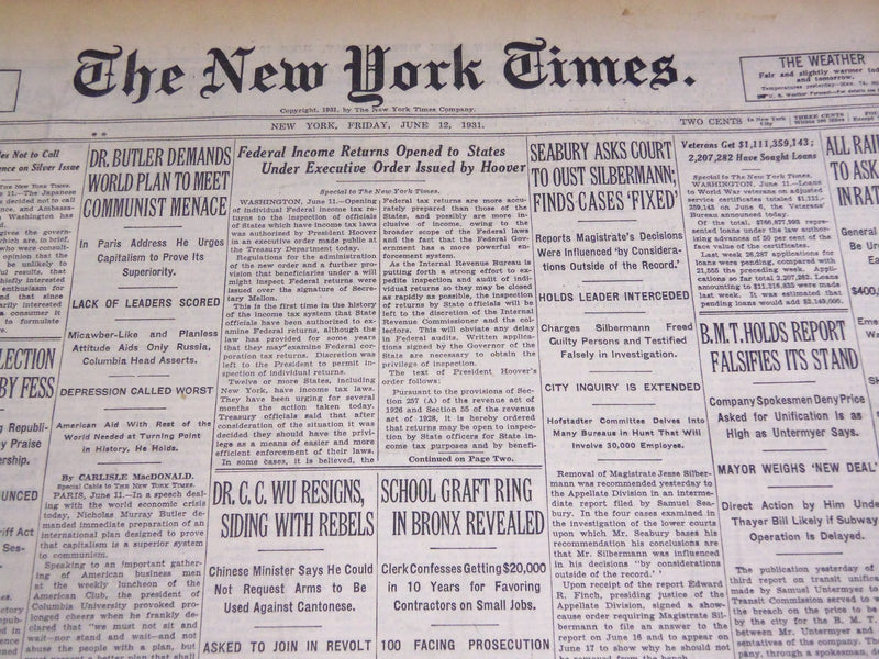 1931 JUNE 12 NEW YORK TIMES - SEABURY ASKS COURT TO OUST SILBERMAN - NT 2159
