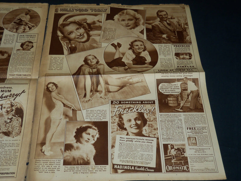 1936 JULY 26 PITTSBURGH PRESS SUNDAY METOR GRAVURE - MCGRAW -HUGGINS - NP 4544