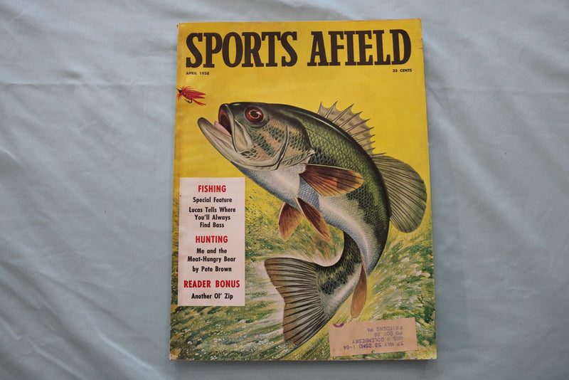 1958 APRIL SPORTS AFIELD MAGAZINE - FISHING & HUNTING COVER - E 26602