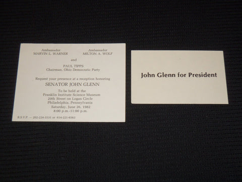 1980'S JOHN GLENN POLITICAL CARDS LOT OF 2 - J 9540