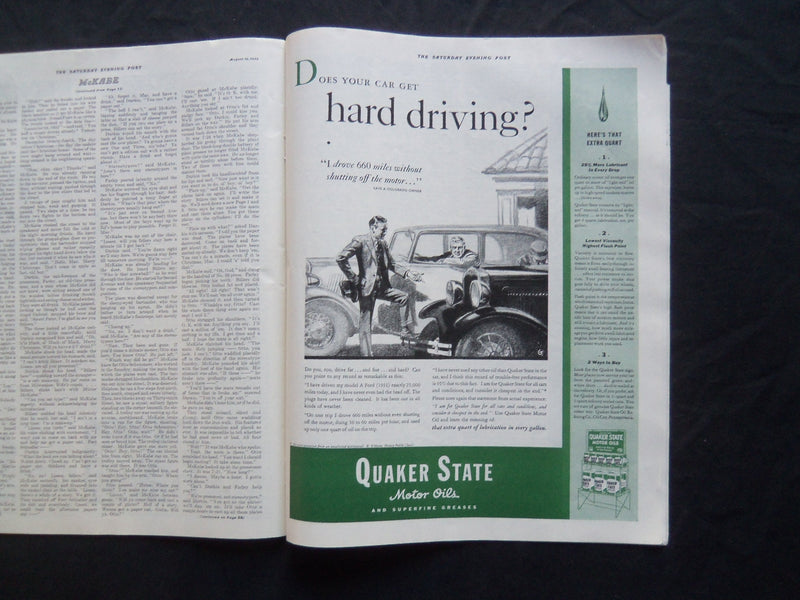 1933 AUGUST 12 THE SATURDAY EVENING POST MAGAZINE - ILLUSTRATED COVER - SP 1525