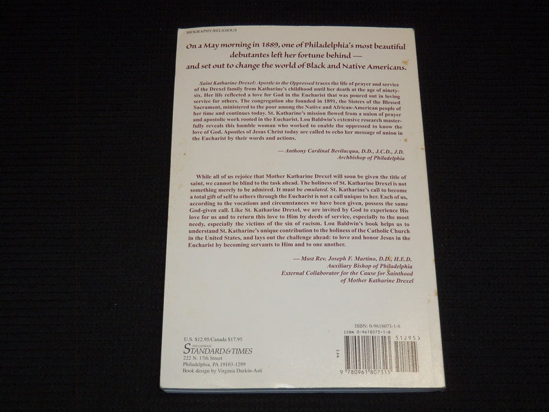 2000 SAINT KATHARINE DREXEL SOFTCOVER BOOK SIGNED BY LOU BALDWIN - KD 7723