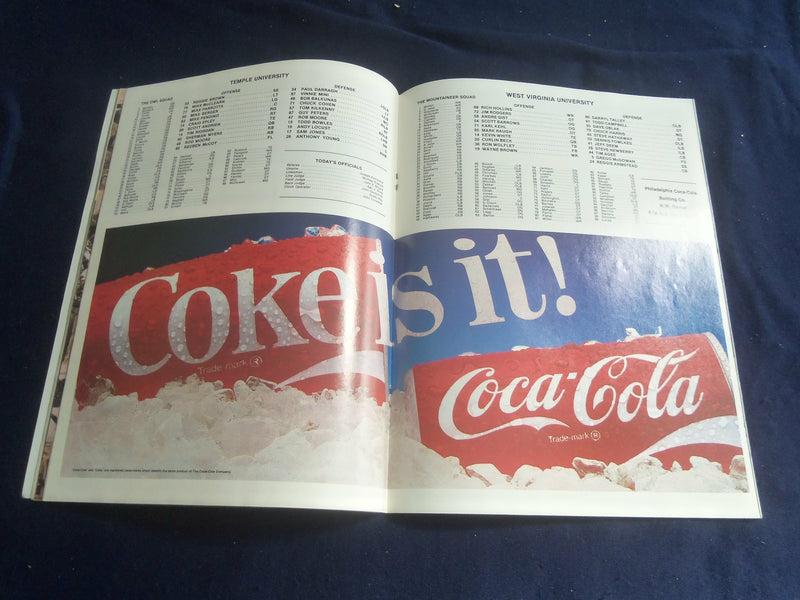 1982 NOVEMBER 6 FOOTBALL PROGRAM - TEMPLE UNIV VS WEST VIRGINIA UNIV - SP 1218L