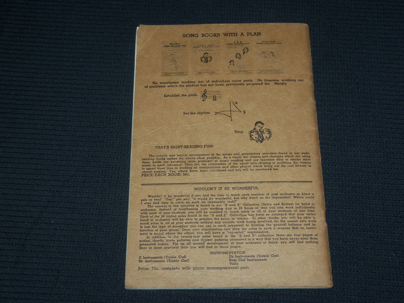 1940 FOUR PART SIGHT READING FUN SOFTCOVER BOOK BY CARL W. VANDRE - J 6987