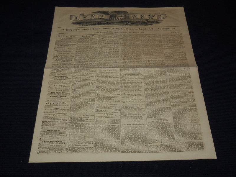 1849 NOVEMBER 9 LYNN NEWS NEWSPAPER - WIG NOMINATIONS - MASSACHUSETTS - NP 4252P