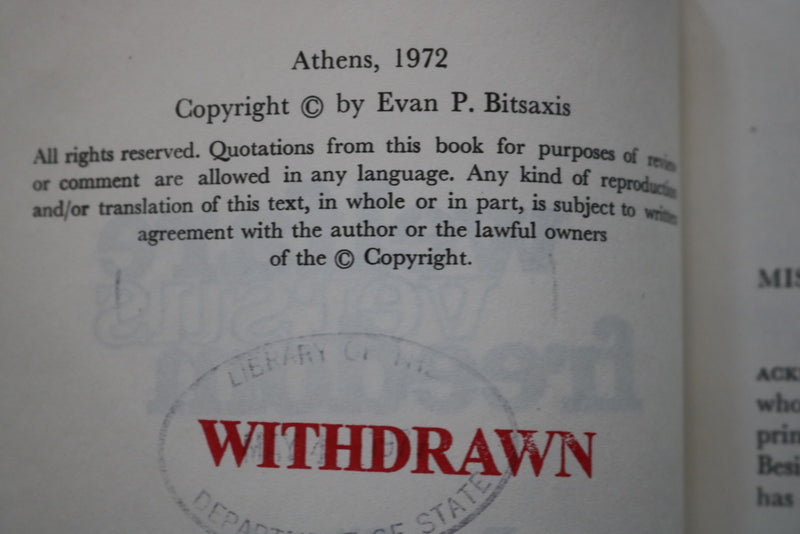 1972 WELFARE VERSUS FREEDOM SOFTCOVER BOOK BY EVAN BITSAXIS - KD 9836