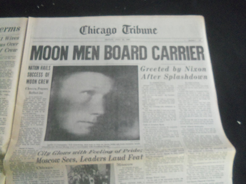 1969 JULY 25 CHICAGO TRIBUNE NEWSPAPER - A DAY OF TRIUMPH! - SPLASHDOWN- NP 5849