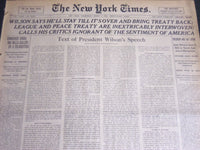1919 MARCH 5 NEW YORK TIMES - WILSON SAYS HE'LL BRING TREATY BACK - NT 6652