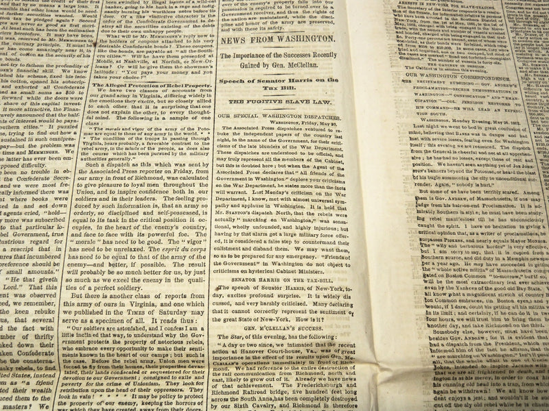 1862 MAY 31 NEW YORK TIMES - REBEL ARMY RETREAT FROM CORINTH - NP 8994