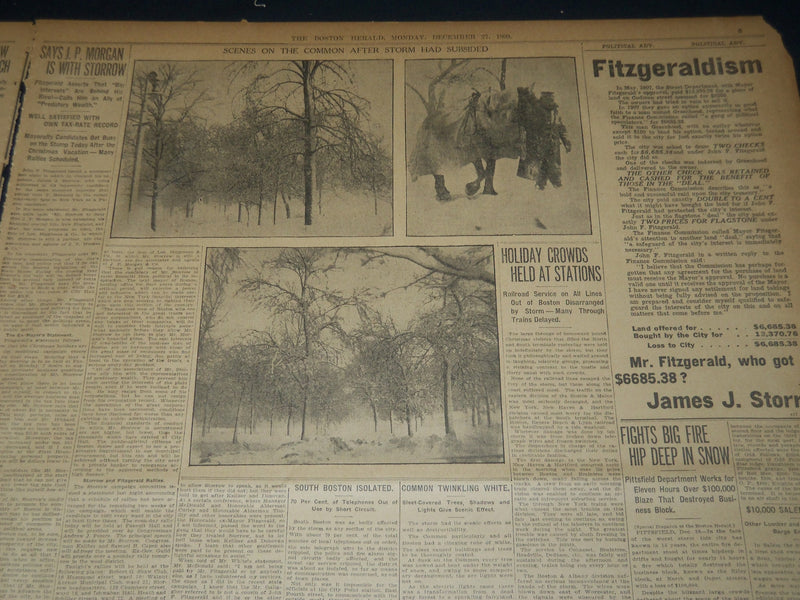 1909 DECEMBER 27 THE BOSTON HERALD NEWSPAPER - HALF OF WINTHROP FLOODED - BH 318