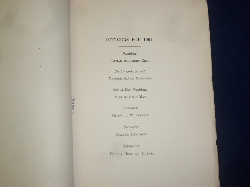1904 WORCESTER SOCIETY OF ANTIQUITY PROCEEDINGS - NUMBER 1, VOLUME 20 - J 4606