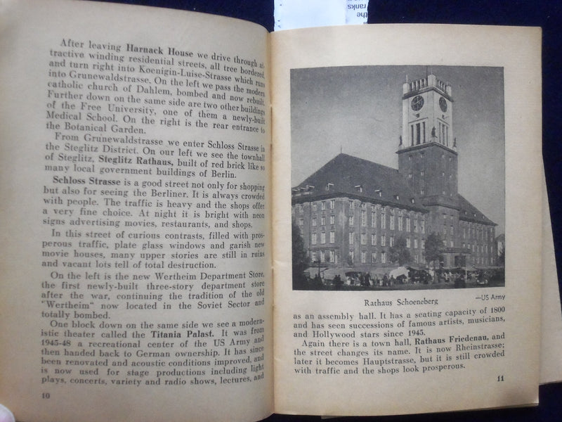 1940'S SPECIAL SERVICES BERLIN TOUR BOOKLET WITH BERLIN MAP SOFTCOVER - K 195