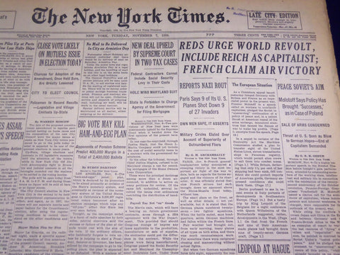 1939 NOVEMBER 7 NEW YORK TIMES - REDS URGE WORLD REVOLT - NT 3674