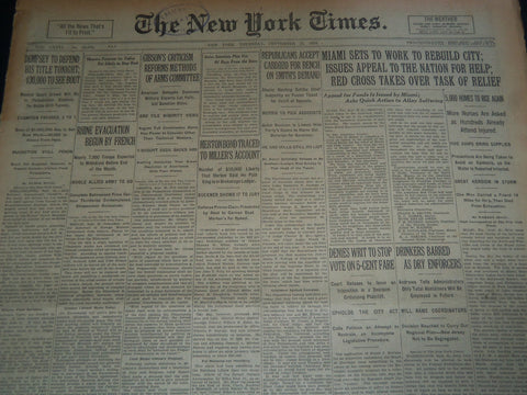 1926 SEPTEMBER 23 NEW YORK TIMES NEWSPAPER - DEMPSEY TO DEFEND TITLE - NT 7573