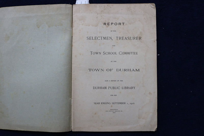 1908-1931 TOWN OF DURHAM, CONNECTICUT TOWN REPORTS-SOFTCOVER - LOT OF 3 - K 1530