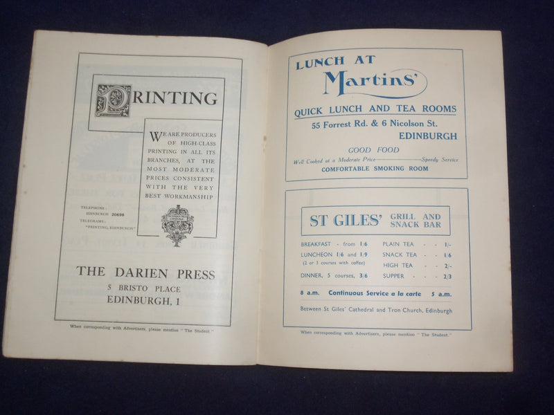 1938 FEB 1 THE STUDENT EDINBURGH UNIVERSITY MAGAZINE - JUBILEE NUMBER - J 9473