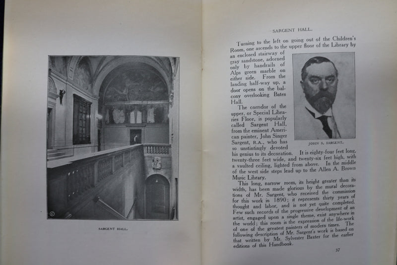 1923 HANBOOK OF THE BOSTON PUBLIC LIBRARY SOFTCOVER BOOK BY FRANK CHASE - K 854