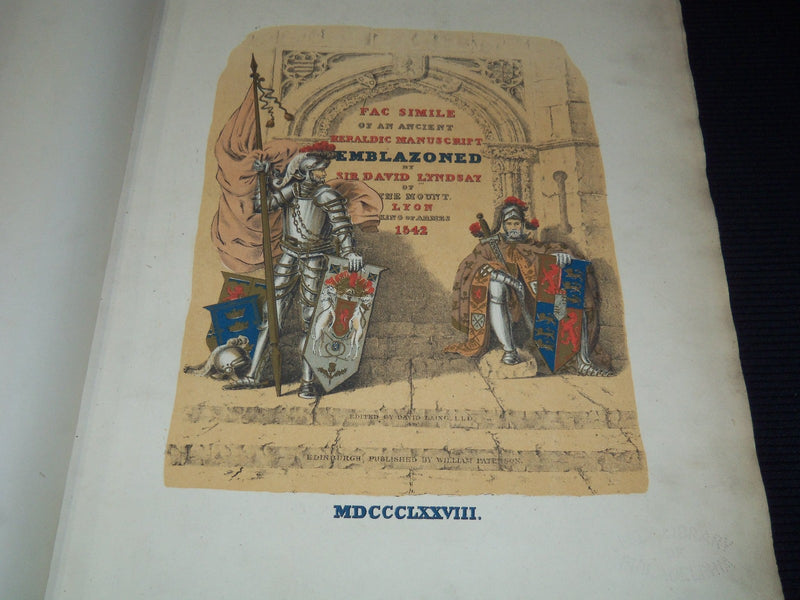 1878 SIR DAVID LYNDSAY HERALDIC MANUSCRIPT FACSIMILE VOLUME - DAVID LAING- Z 263
