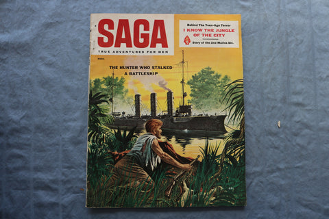 1955 NOVEMBER SAGA MAGAZINE - HUNTER WHO STALKED A BATTLESHIP COVER - SP 4922X