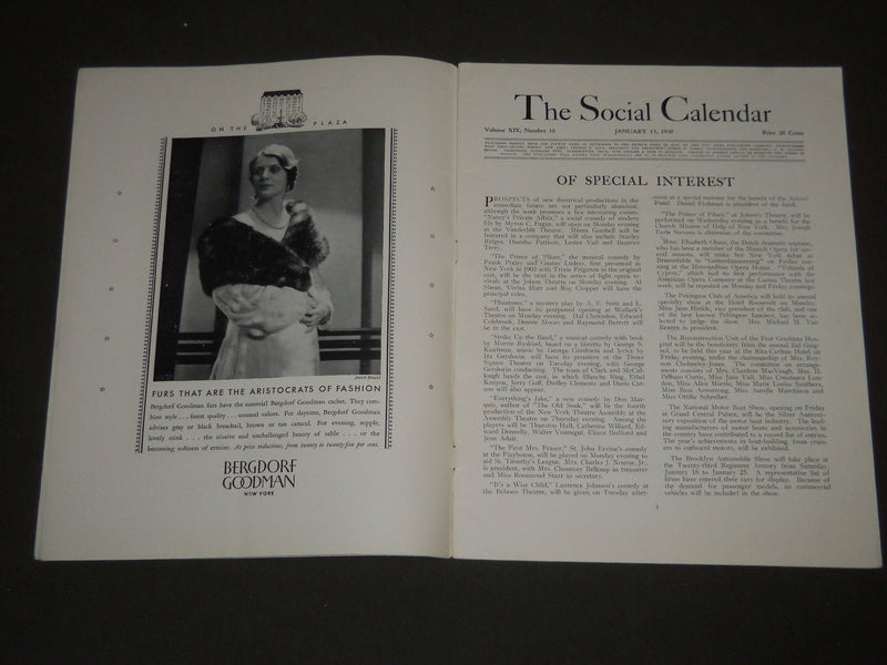 1930 JANUARY 13 THE SOCIAL CALENDAR MAGAZINE - ST 4835