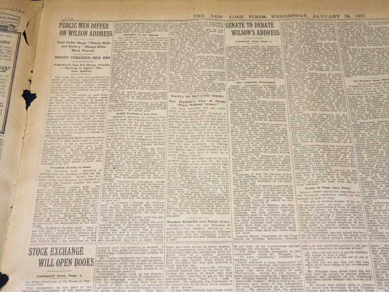 1917 JANUARY 24 NEW YORK TIMES - SENATE TO DEBATE PEACE LEAGUE - NT 8752