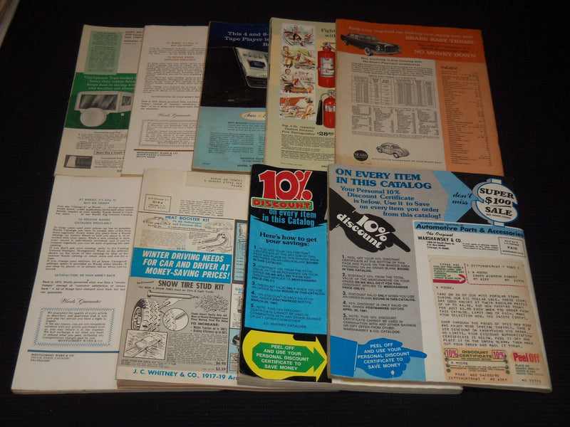 1966-1982 AUTOMOTIVE REPLACEMENT PARTS CATALOGS LOT OF 9 - SEARS - O 2596E