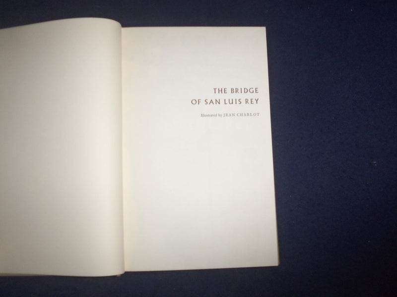 1955 THE BRIDGE OF SAN LUIS REY HARDCOVER BOOK BY THORNTON WILDER - KD 8158