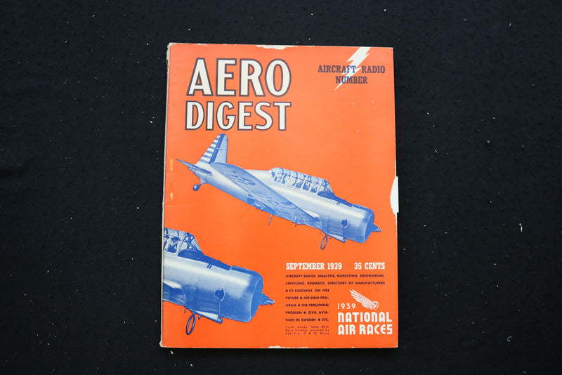 1939 SEPTEMBER AERO DIGEST MAGAZINE - VULTEE BC-51 BASIC COMBAT COVER - E 10713