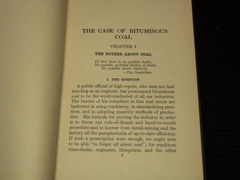 1926 THE CASE OF BITUMINOUS COAL BOOK - INSTITUTE OF ECONOMICS - KD 9510