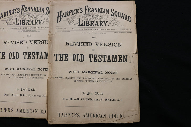 1885 THE OLD TESTAMENT IN 4 PARTS - HARPERS' - SOFTCOVER - K 2418